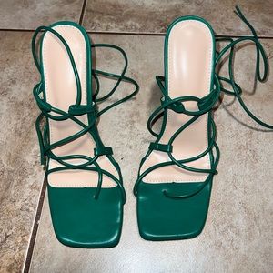 Tie Leg Design Stiletto Heeled Thong Sandals